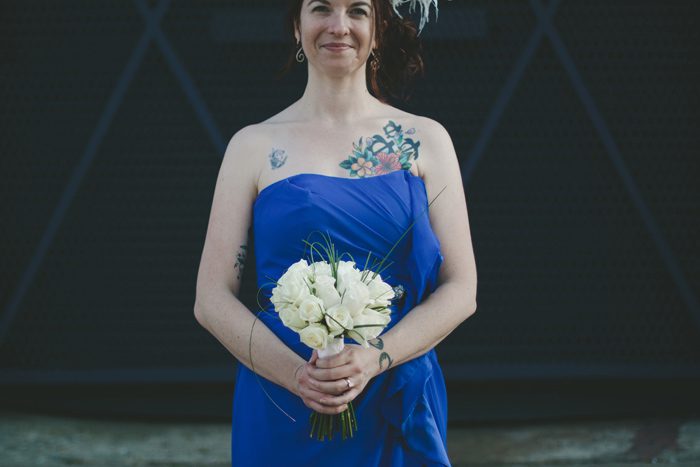 Bridal bouquet white royal blue tattoos wedding New Orleans LA