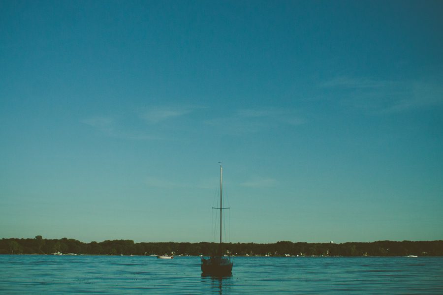 Lake Minnetonka anchored sailboat