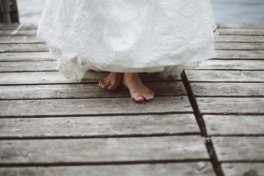 bride on dock by Gull Lake