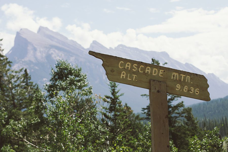 Cascade Mountain sign and view
