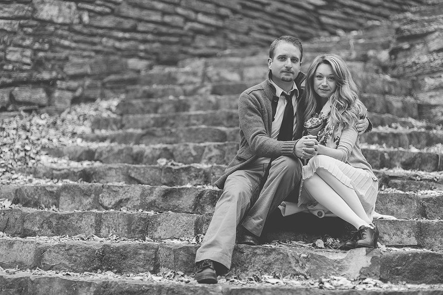Stairway to Hidden Falls Park in Minnesota with James & Christine for their engagement session