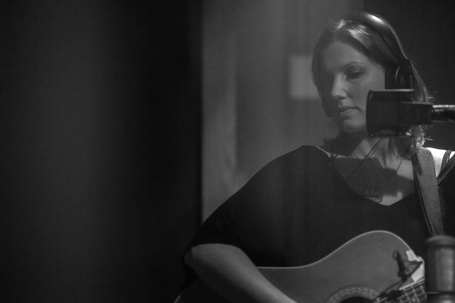 Molly Dean and guitar in Minneapolis studio photo