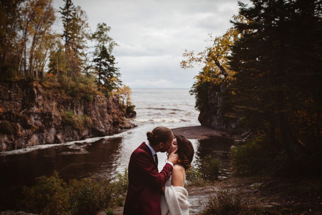 temperance river north shore wedding minnesota rustic fall elopement