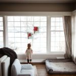 toddler looking out the window at home photography minneapolis family