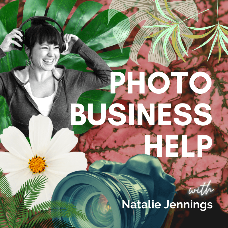 Photo Business Help podcast cover art with natalie jennings and camera